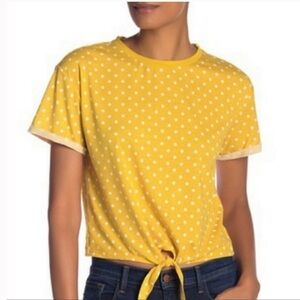 ELODIE NORDSTROM Yellow Polka Dot Tie-Front Crop Top Medium